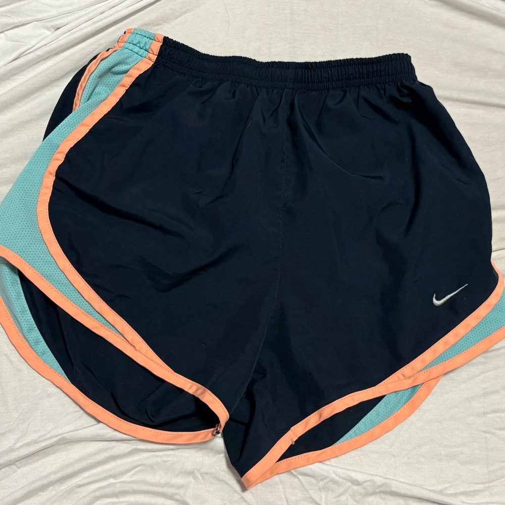Nike Black and Orange Athletic Shorts with Split Hem